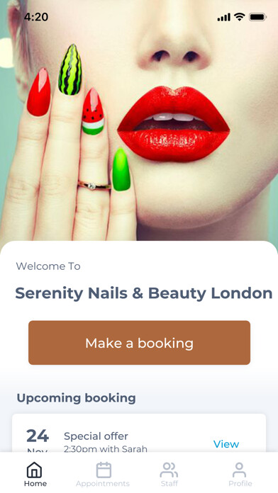 Emulate iPhone app Serenity Nails & Beauty London using MyAndroid Emulate iPhone app Serenity Nails & Beauty London using MyAndroid