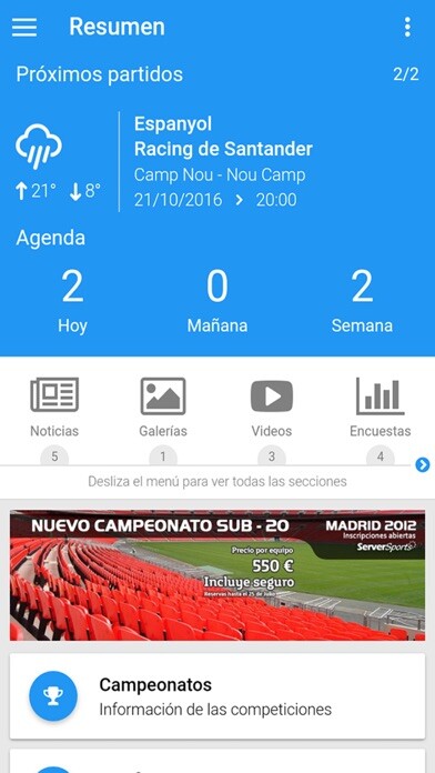 Emulate iPhone app ServerSports Competitions using MyAndroid