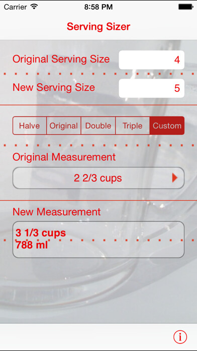 Emulate iPhone app Serving Sizer recipe converter using MyAndroid Emulate iPhone app Serving Sizer recipe converter using MyAndroid