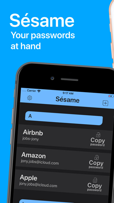 Emulate iPhone app Sesame Passwords Manager using MyAndroid