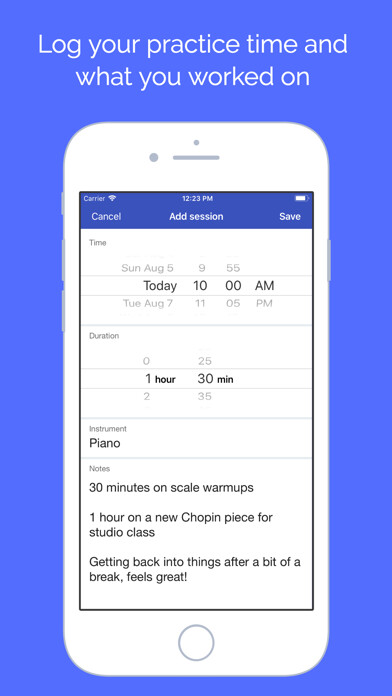 Emulate iPhone app Sessions - Practice Log using MyAndroid Emulate iPhone app Sessions - Practice Log using MyAndroid