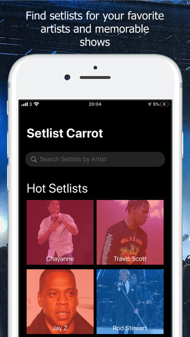 Emulate iPhone app Setlist Carrot - Setlist.fm using MyAndroid