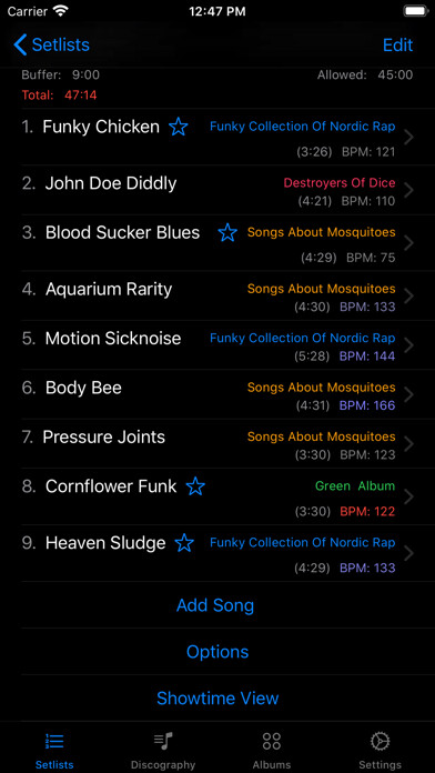 Emulate iPhone app Setlist Supervisor using MyAndroid