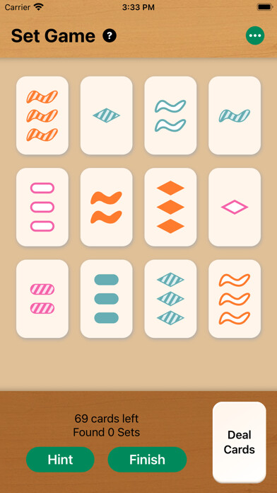 Emulate iPhone app Set Puzzle Game using MyAndroid
