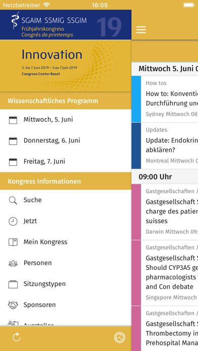 Emulate iPhone app SGAIM Frühjahrskongress 2019 using MyAndroid