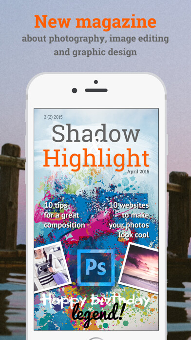 Emulate iPhone app Shadow & Highlight A new magazine about Photoshop, photography, photo editing and graphical design using MyAndroid