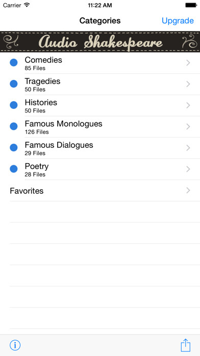Emulate iPhone app Shakespeare Audio Library using MyAndroid