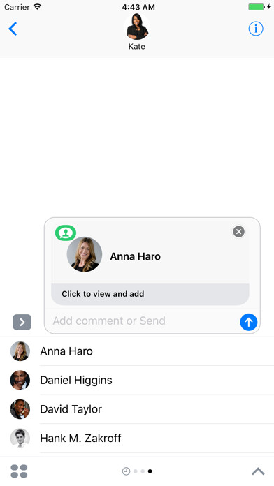 Emulate iPhone app Share: Contacts using MyAndroid