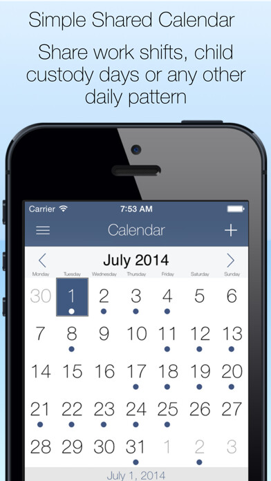 Emulate iPhone app Shared Calendar using MyAndroid