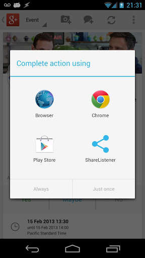 Emulate Android APK ShareListener