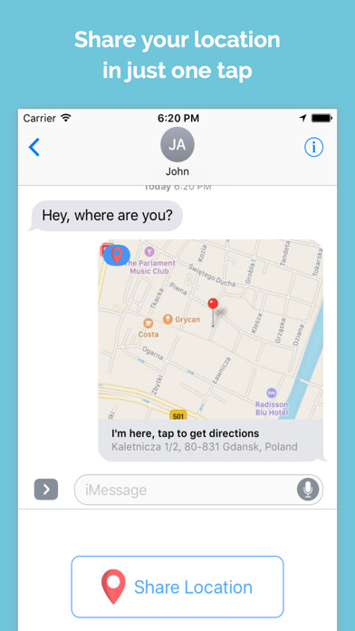 Emulate iPhone app Share Location - Share location with your friends using MyAndroid