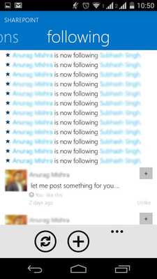 Emulate Android APK SharePoint Newsfeed