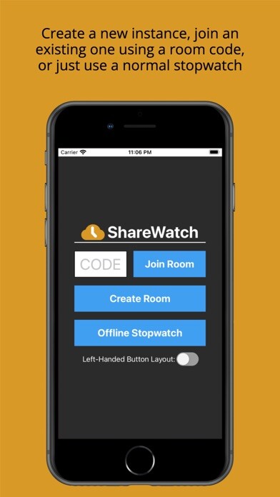 Emulate iPhone app Sharewatch: Communal Stopwatch using MyAndroid