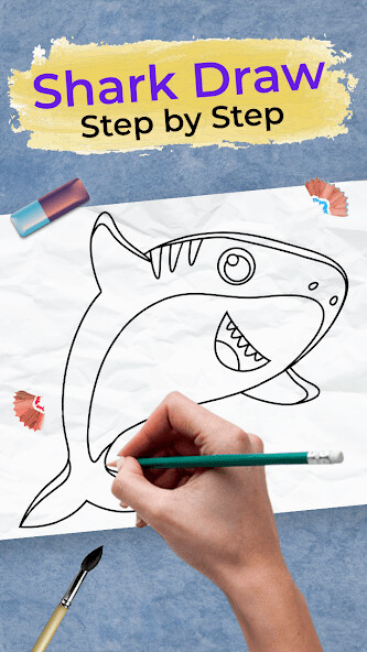 Run android online APK Shark Draw Step by Step from MyAndroid or emulate Shark Draw Step by Step using MyAndroid