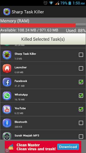 Emulate Android APK Sharp Task Killer