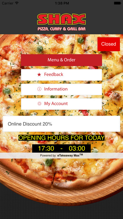 Emulate iPhone app Shax Pizza Curry Grill Bar using MyAndroid Emulate iPhone app Shax Pizza Curry Grill Bar using MyAndroid