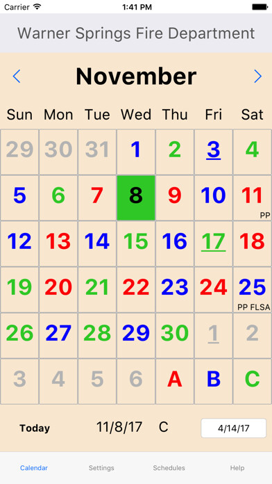 Emulate iPhone app ShiftCal® - the FF Calendar using MyAndroid Emulate iPhone app ShiftCal® - the FF Calendar using MyAndroid
