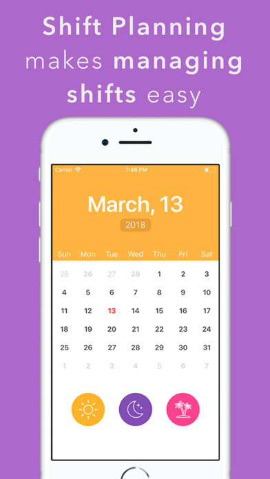 Emulate iPhone app Shift planning - Work calendar using MyAndroid