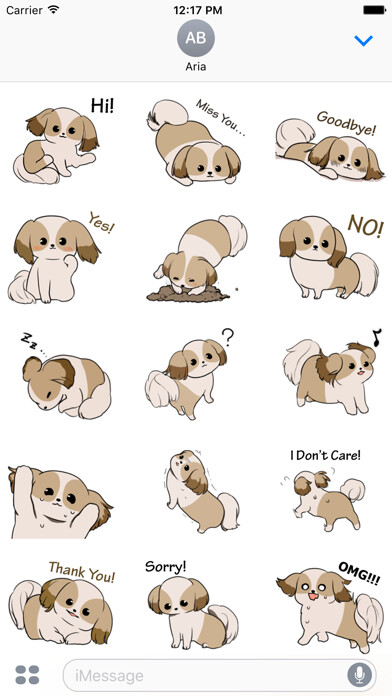 Emulate iPhone app Shih Tzu Dog ShihMoji Sticker using MyAndroid