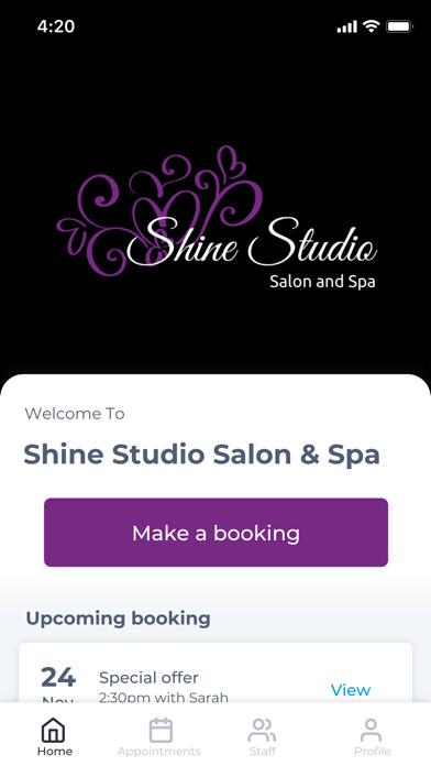 Emulate iPhone app Shine Studio Salon & Spa using MyAndroid Emulate iPhone app Shine Studio Salon & Spa using MyAndroid