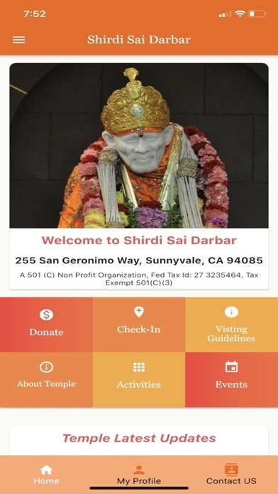 Emulate iPhone app Shirdi Sai Darbar Sunnyvale,CA using MyAndroid