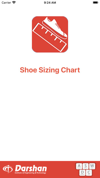 Emulate iPhone app Shoe Sizing Chart using MyAndroid