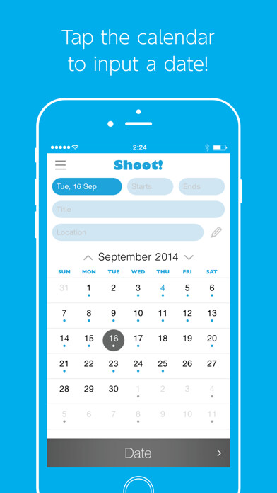 Emulate iPhone app Shoot! - a fast event inserter using MyAndroid Emulate iPhone app Shoot! - a fast event inserter using MyAndroid