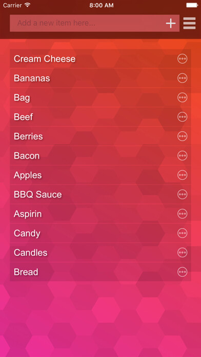 Emulate iPhone app Shop List Free - Grocery list using MyAndroid