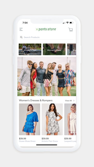 Emulate iPhone app Shop Pants Store using MyAndroid