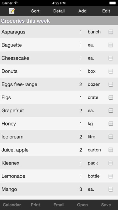 Emulate iPhone app Shoppers List using MyAndroid
