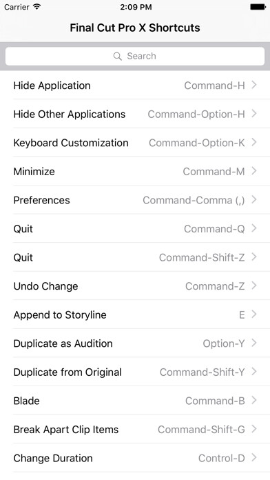 Emulate iPhone app Shortcut: Final Cut Pro X Edition using MyAndroid