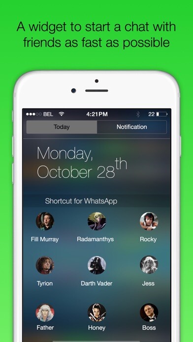 Emulate iPhone app Shortcut for WA Plus Pro Widget to Fast Chat using MyAndroid