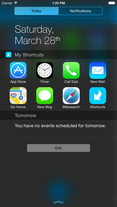 Emulate iPhone app Shortcuts - For your Notification Center using MyAndroid
