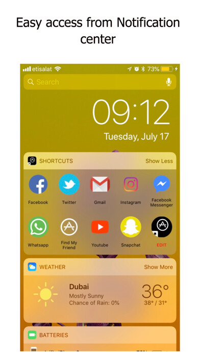 Emulate iPhone app Shortcuts To Your Apps using MyAndroid