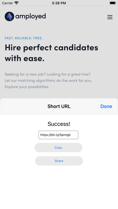 Emulate iPhone app Short URL extension for Safari using MyAndroid