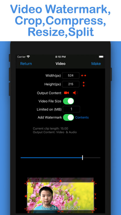Emulate iPhone app Short Video Slicer using MyAndroid