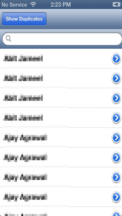 Emulate iPhone app Show Duplicate Contacts using MyAndroid