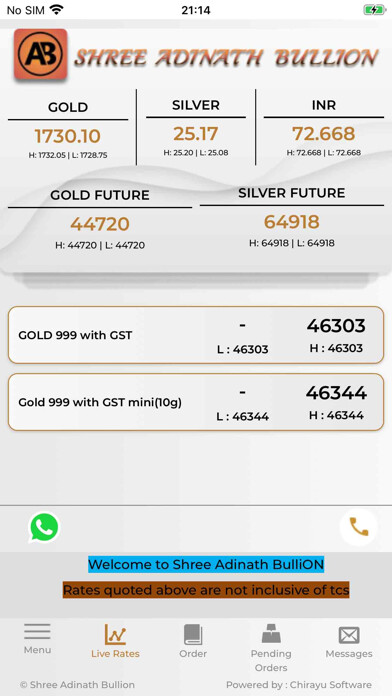 Emulate iPhone app Shree Adinath Bullion using MyAndroid Emulate iPhone app Shree Adinath Bullion using MyAndroid
