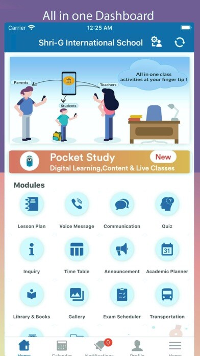 Emulate iPhone app ShriG International Parent App using MyAndroid