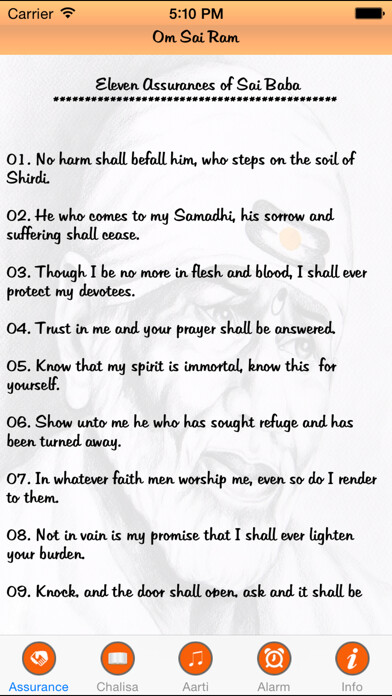 Emulate iPhone app Shri Sai Baba Chalisa & Aarti using MyAndroid