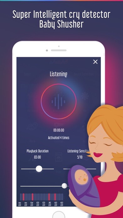 Emulate iPhone app Shush - Baby Crying Detector using MyAndroid