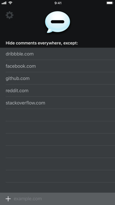 Emulate iPhone app Shut Up: Comment Blocker using MyAndroid