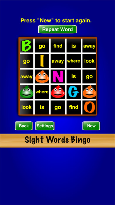 Emulate iPhone app Sight Words Bingo using MyAndroid Emulate iPhone app Sight Words Bingo using MyAndroid