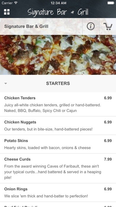 Emulate iPhone app Signature Bar & Grill using MyAndroid