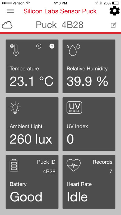 Emulate Android APK Silicon Labs SensorPuck Cloud