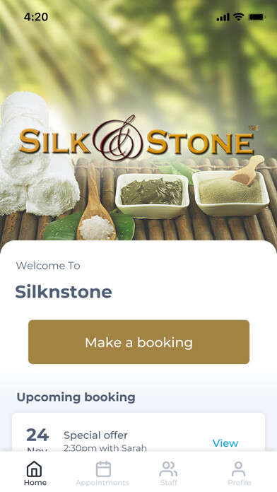 Emulate iPhone app Silk & Stone Holistic Day Spa using MyAndroid Emulate iPhone app Silk & Stone Holistic Day Spa using MyAndroid