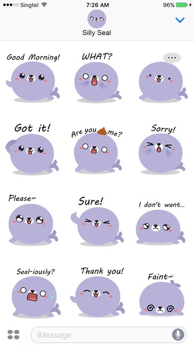 Emulate iPhone app Silly Seal Animated Stickers using MyAndroid