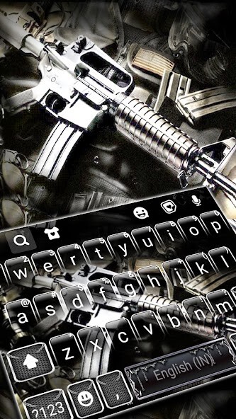 Run android online APK Silver Cool Gun Keyboard Backg from MyAndroid or emulate Silver Cool Gun Keyboard Backg using MyAndroid