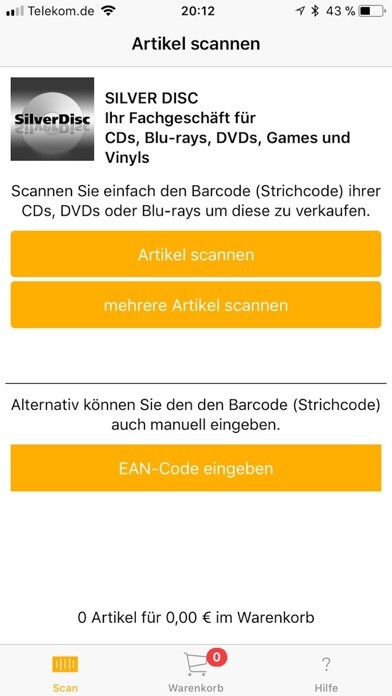 Emulate iPhone app SilverDisc - verkaufe CD & DVD using MyAndroid