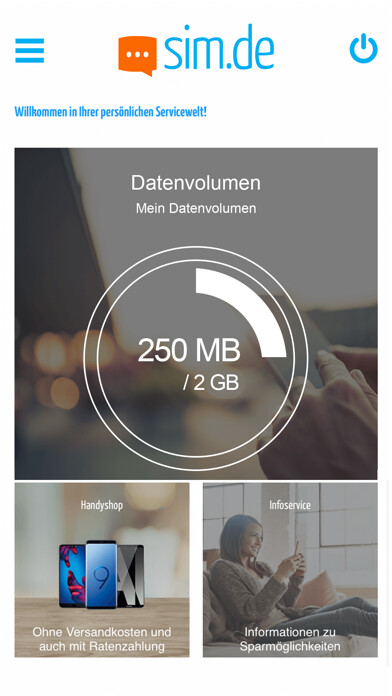 Emulate iPhone app sim.de Servicewelt using MyAndroid